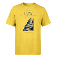 Thumbnail for Pullman–Moscow Regional Airport (PUW) T-Shirt single-side front print in Yellow | pullmanmoscow-regional-airport-puw-double-side-t-shirt