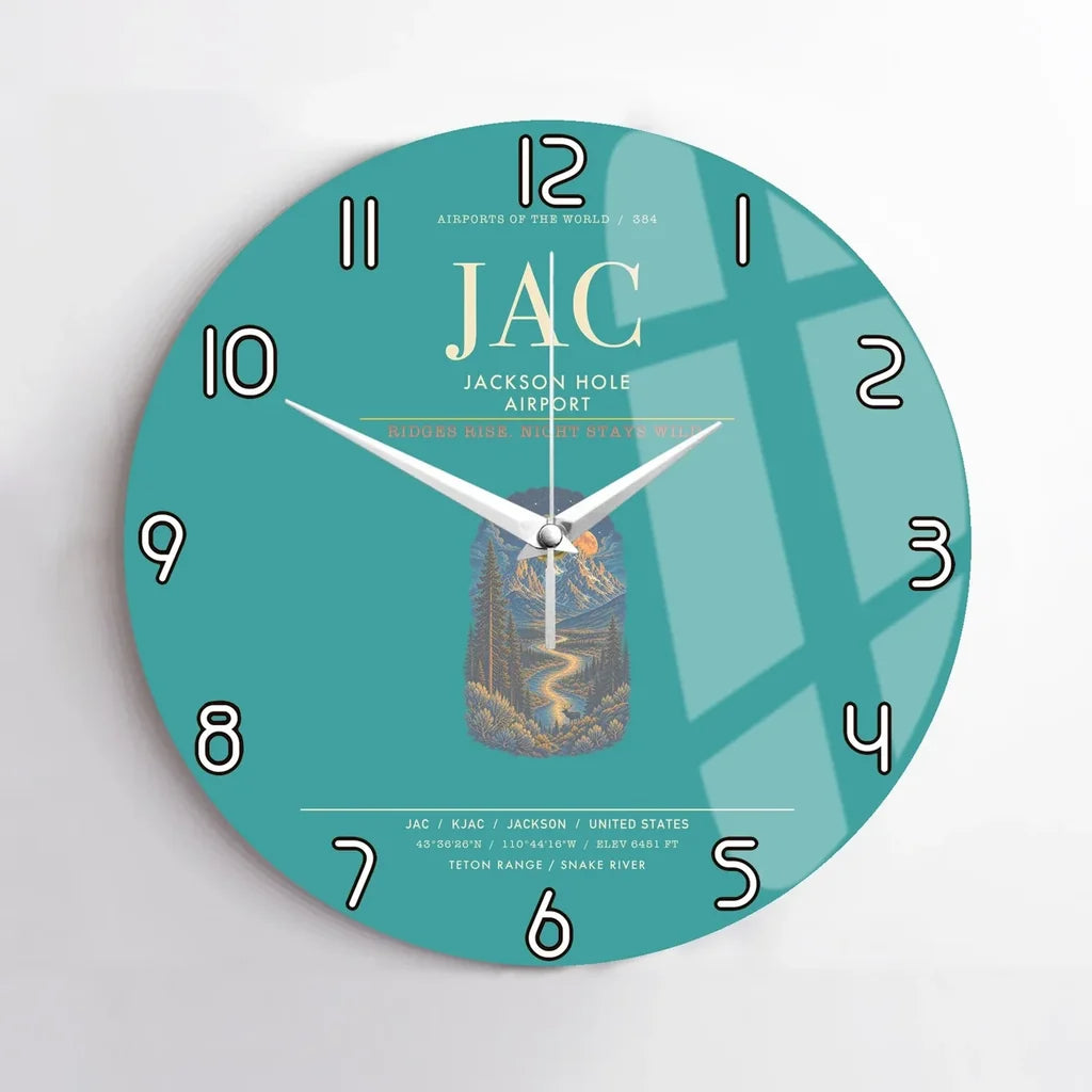 Jackson Hole Airport JAC Wall-Clock No-Frame - Turquoise