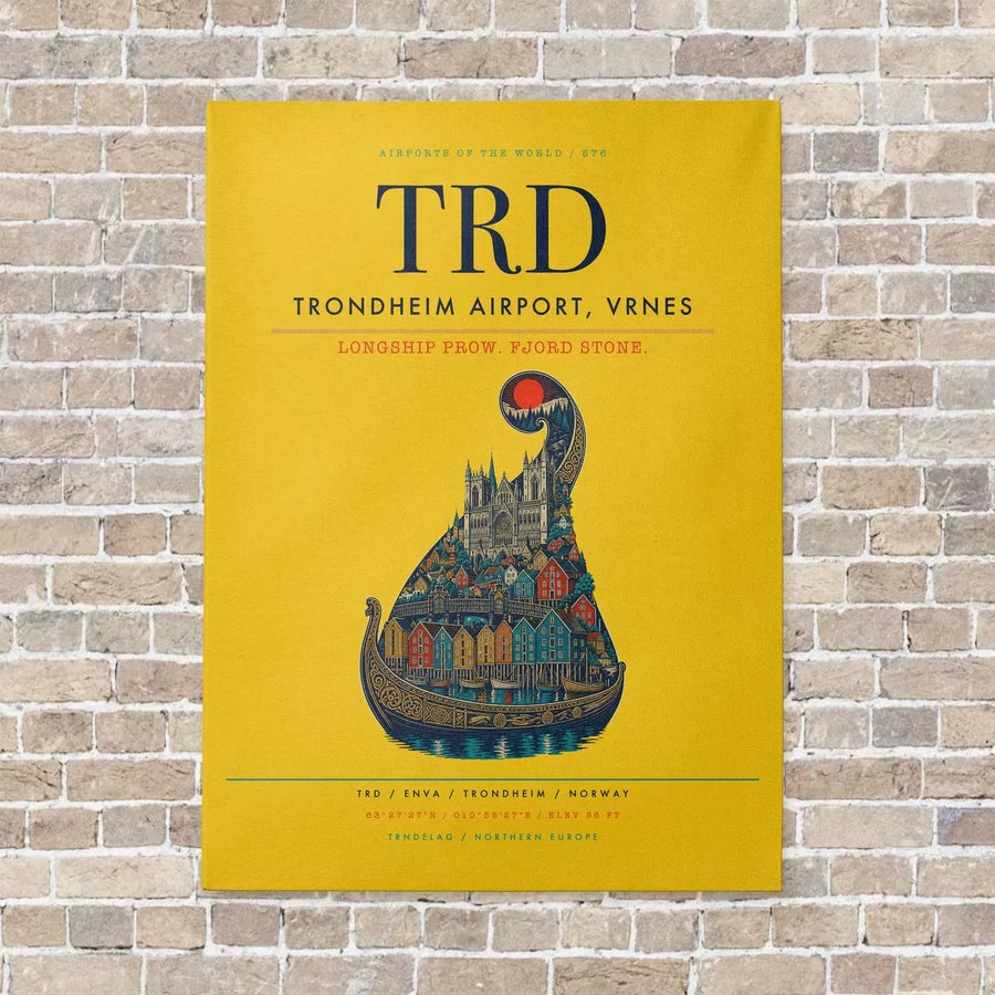 Trondheim Airport, Vrnes TRD - Canvas No Frame - Yellow