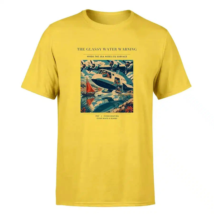 VINTAGE G4280 - The Glassy Water Warning - Premium T-Shirt design on yellow premium t shirt