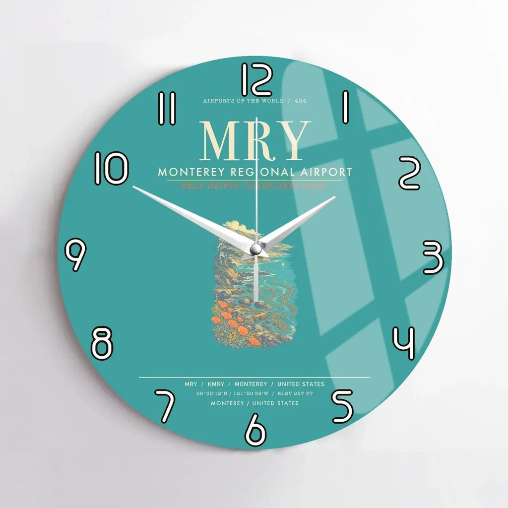 Monterey Regional Airport MRY Wall-Clock No-Frame - Turquoise