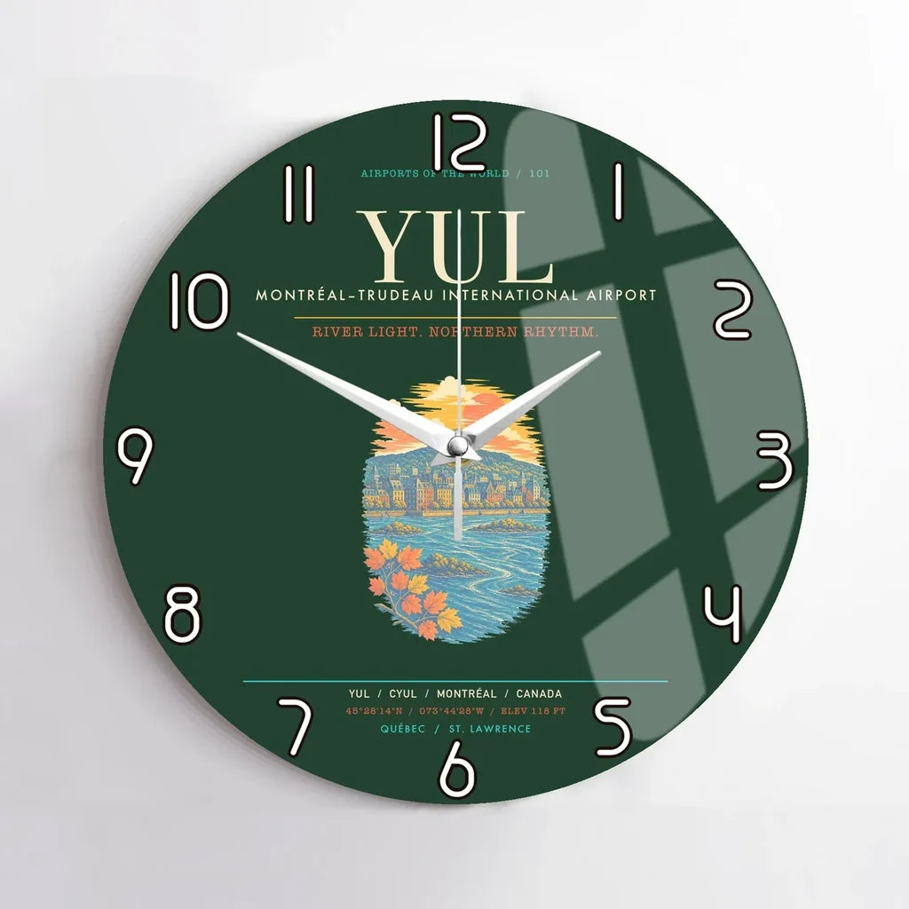 MontrealTrudeau International Airport YUL Wall-Clock No-Frame - Dark Green