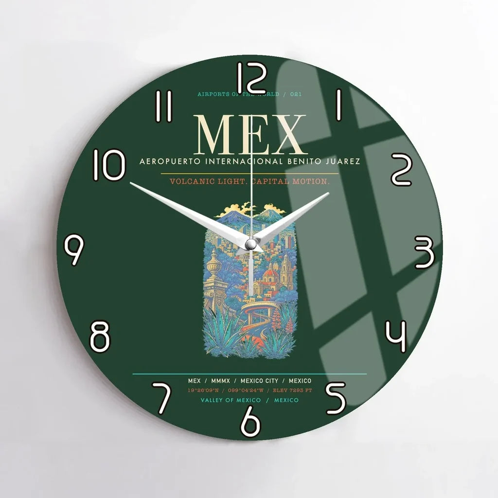 Mexico City Benito Juarez International Airport MEX Wall-Clock No-Frame - Dark Green