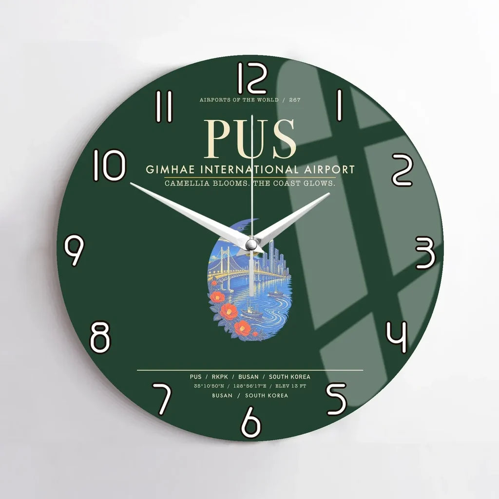 Gimhae International Airport Busan PUS Wall-Clock No-Frame - Dark Green