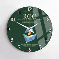 Thumbnail for Frederick Douglass Greater Rochester International Airport ROC Wall-Clock No-Frame - Dark Green