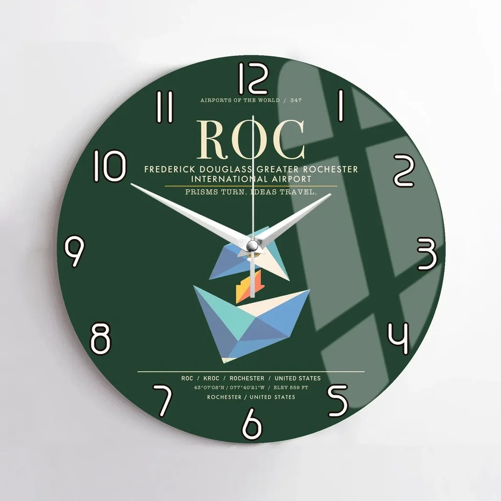 Frederick Douglass Greater Rochester International Airport ROC Wall-Clock No-Frame - Dark Green