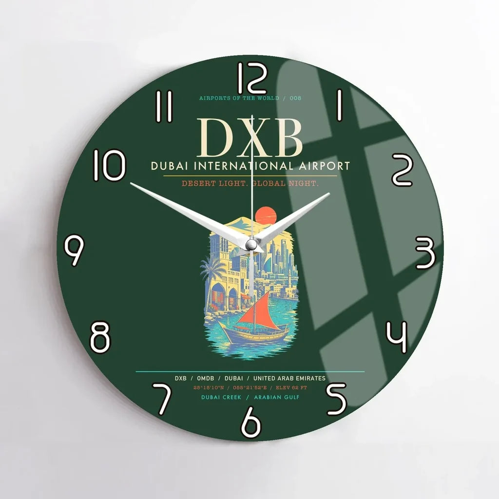 Dubai International Airport DXB Wall-Clock No-Frame - Dark Green