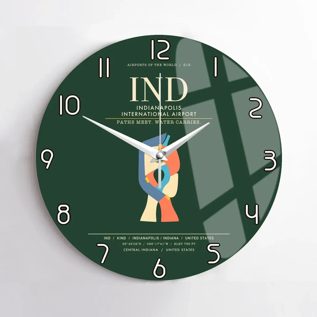 Indianapolis International Airport IND Wall-Clock No-Frame - Dark Green