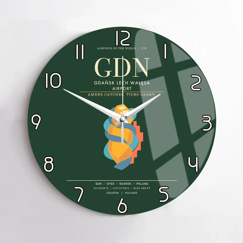 Gdansk Lech Waesa Airport GDN Wall-Clock No-Frame - Dark Green