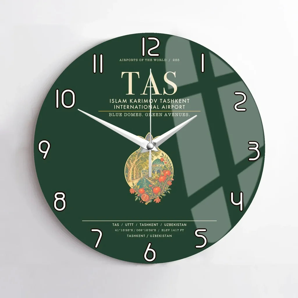 Islam Karimov Tashkent International Airport TAS Wall-Clock No-Frame - Dark Green