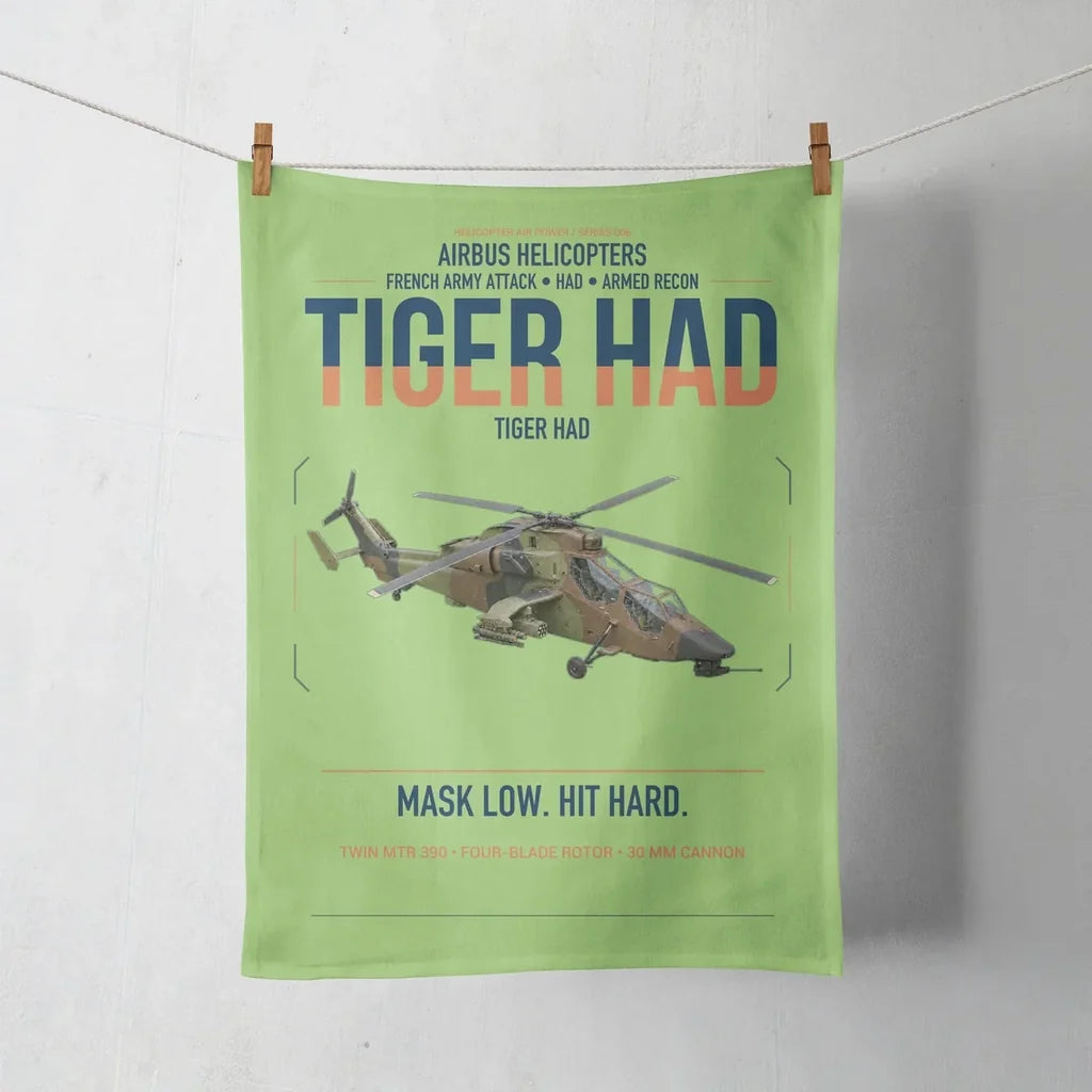 Airbus Helicopters Tiger HAD design on light green towel