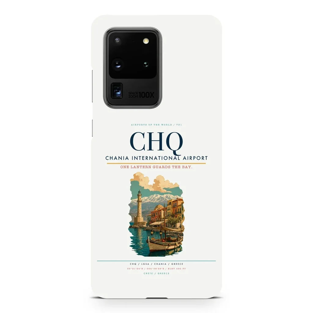 Chania International Airport CHQ design on samsung case - white