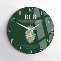 Thumbnail for Kempegowda International Airport Bengaluru BLR - Deccan Garden Silk Loom Wall-Clock No-Frame - Dark Green