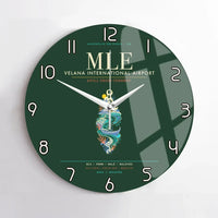 Thumbnail for Velana International Airport Male MLE - Atoll Dhoni Current Wall-Clock No-Frame - Dark Green