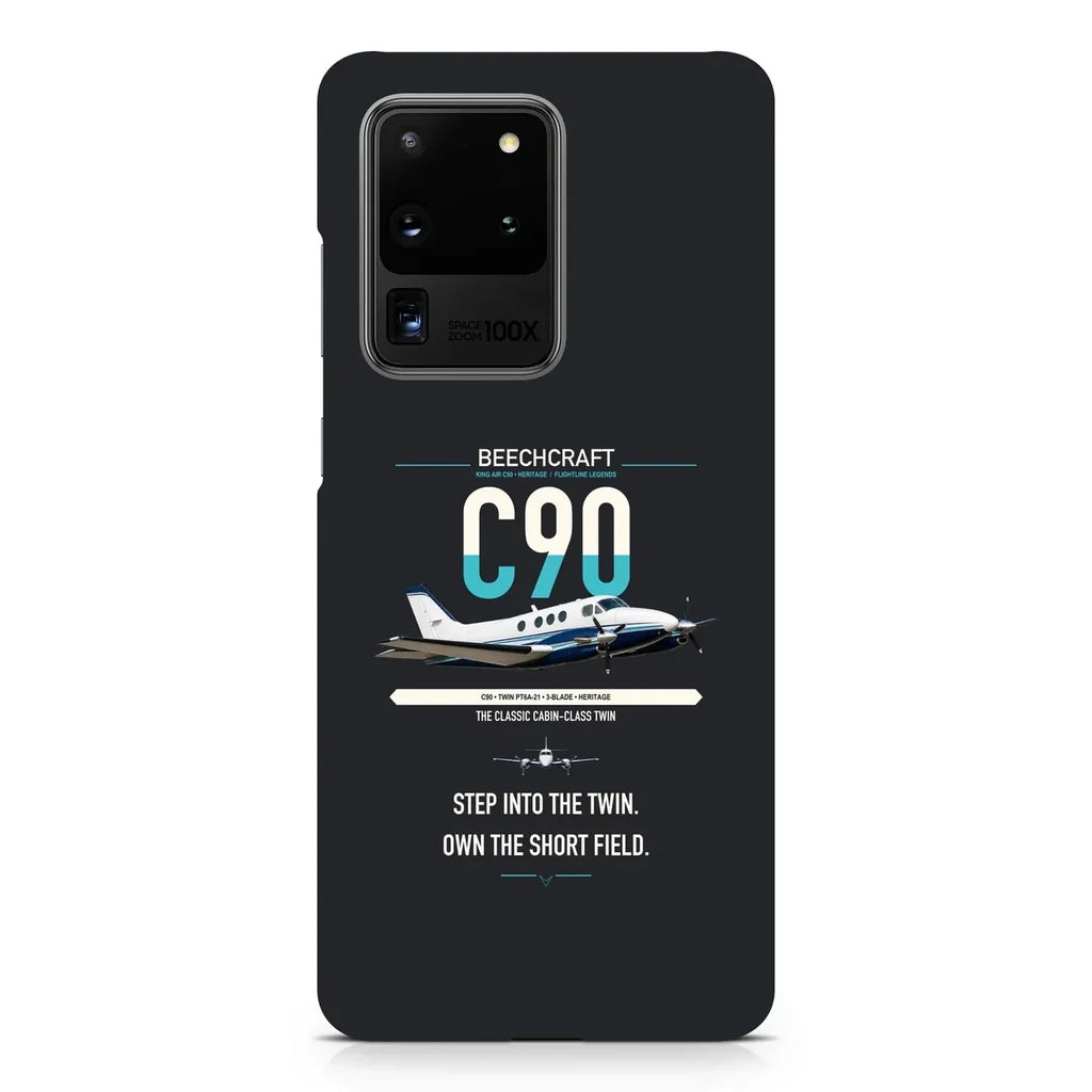 Beechcraft King Air C90 design on samsung case - black