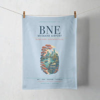 Thumbnail for Brisbane Airport (BNE) design on light blue towel