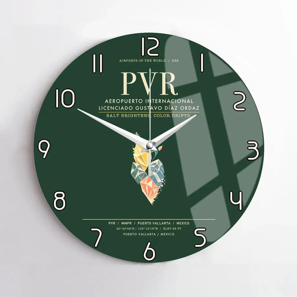 Aeropuerto Internacional Licenciado Gustavo Diaz Ordaz PVR  Puerto Vallarta Wall-Clock No-Frame - Dark Green