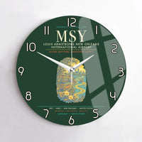 Thumbnail for Louis Armstrong New Orleans International Airport MSY Wall-Clock No-Frame - Dark Green
