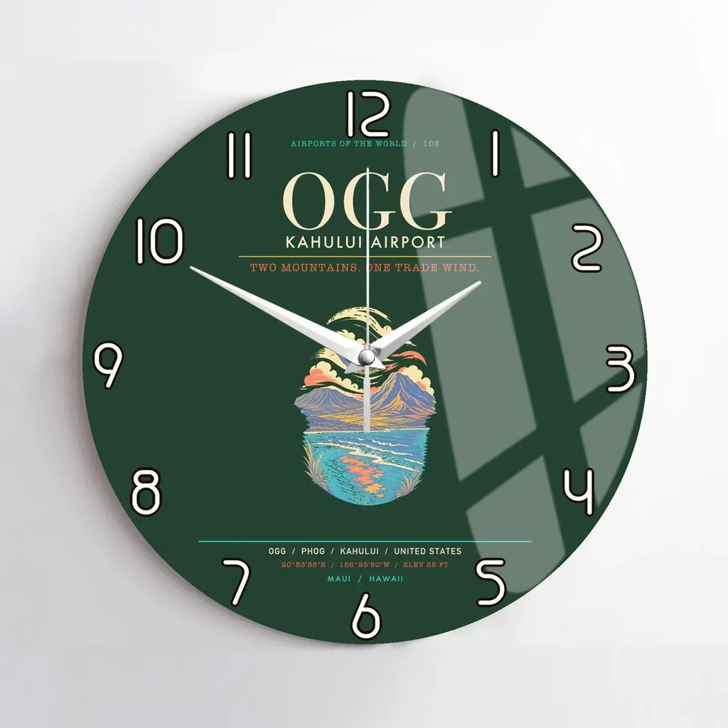 Kahului Airport OGG Wall-Clock No-Frame - Dark Green