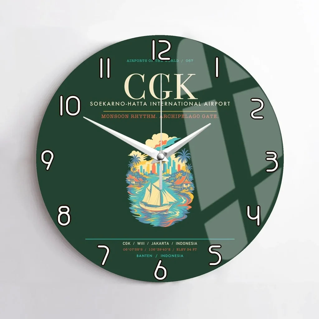 Jakarta Soekarno-Hatta International Airport CGK Wall-Clock No-Frame - Dark Green