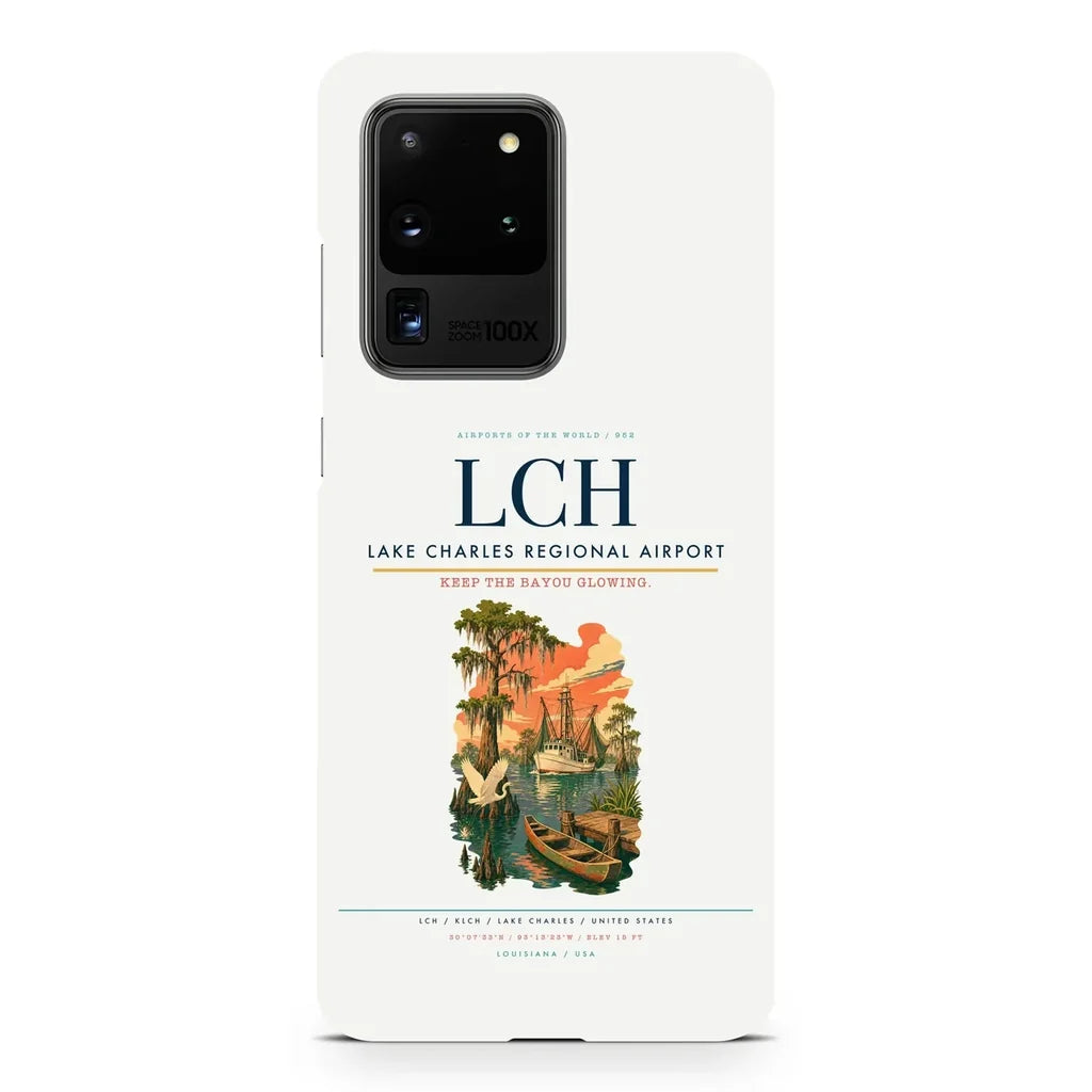 Lake Charles Regional Airport LCH design on samsung case - white