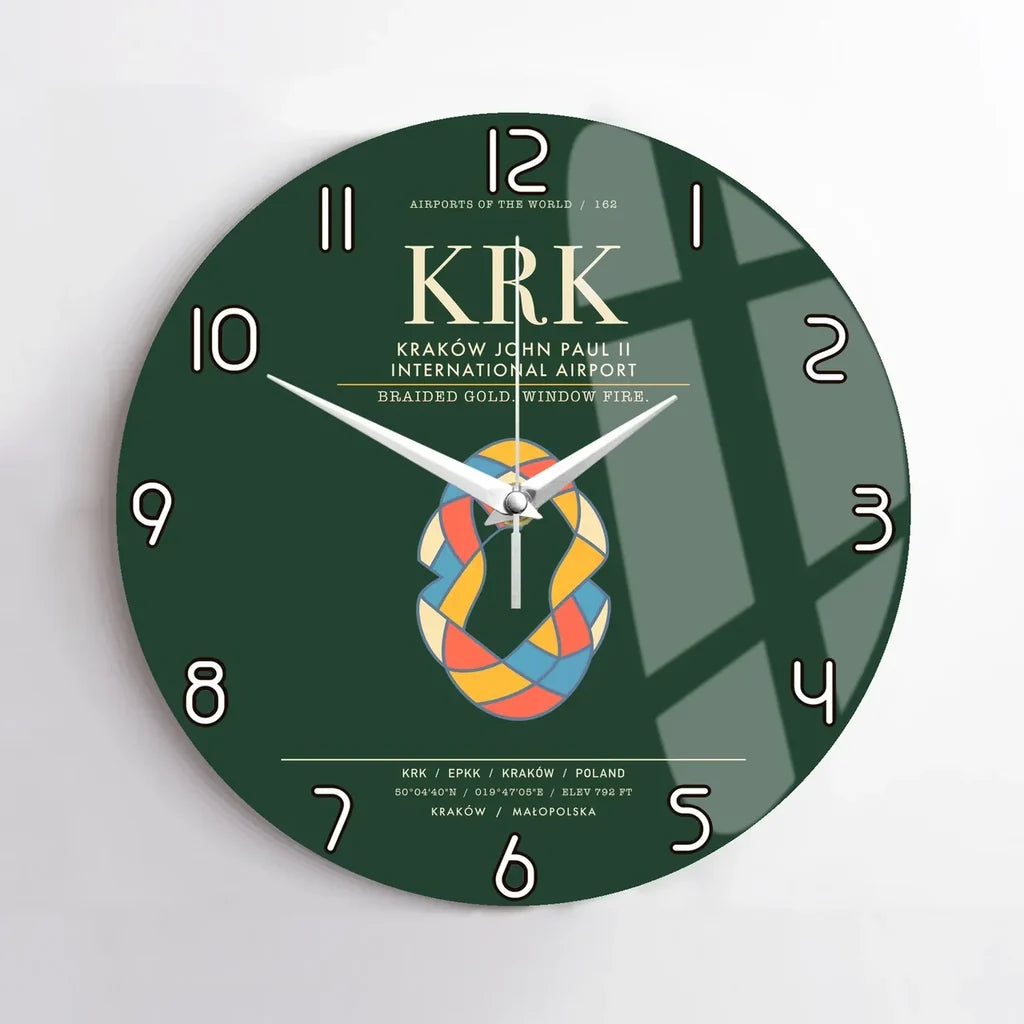 Krakow John Paul II International Airport KRK Wall-Clock No-Frame - Dark Green