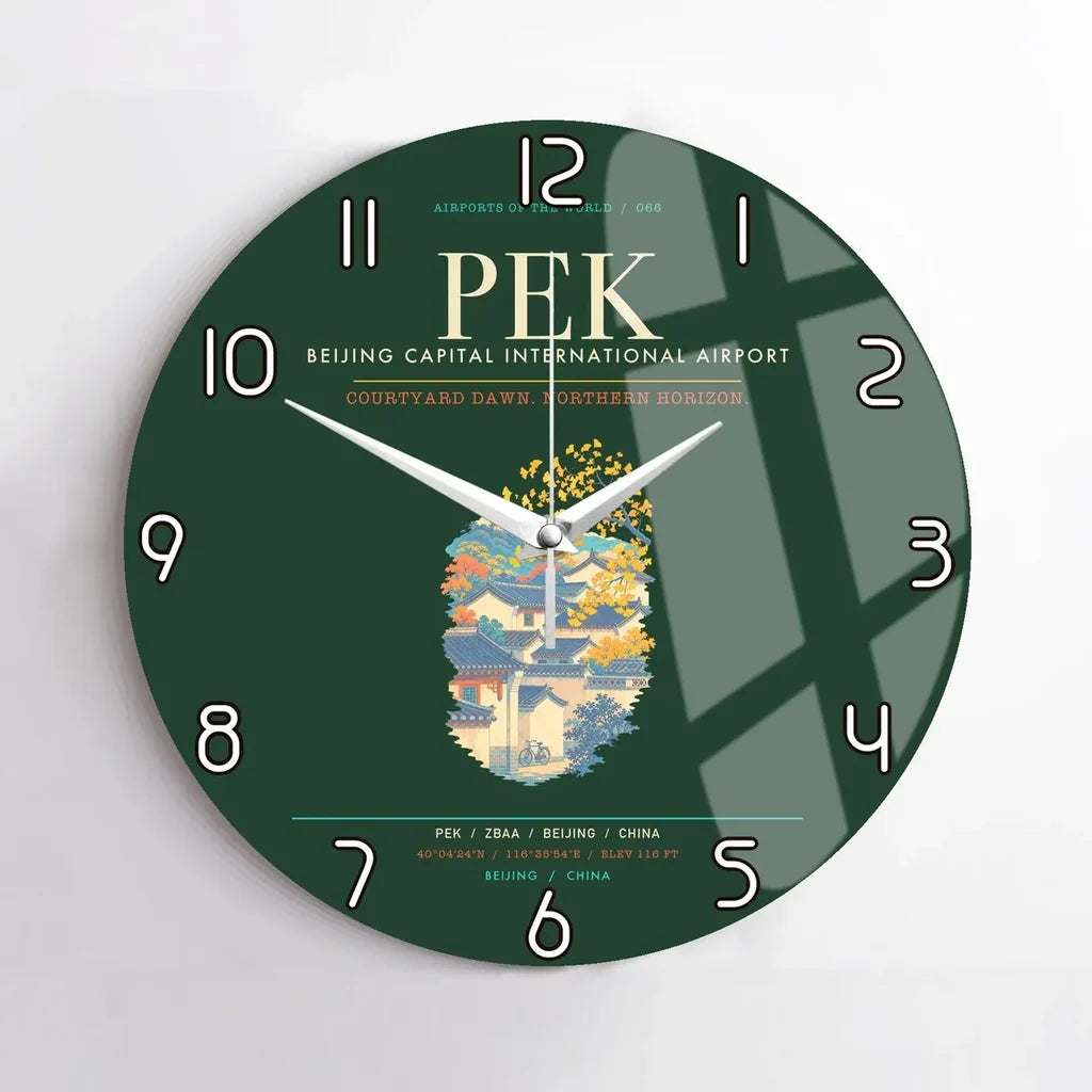 Beijing Capital International Airport PEK Wall-Clock No-Frame - Dark Green