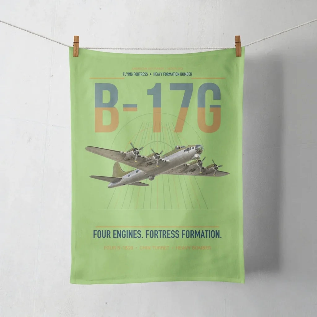 B-17G Flying Fortress design on light green towel