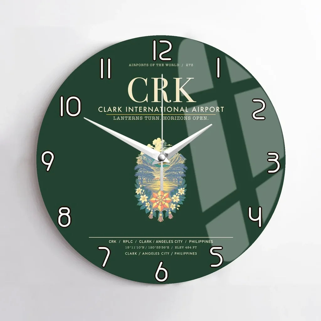 Clark International Airport CRK Wall-Clock No-Frame - Dark Green