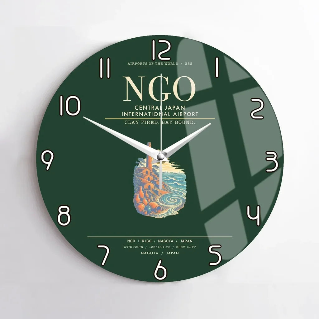 Central Japan International Airport NGO Wall-Clock No-Frame - Dark Green