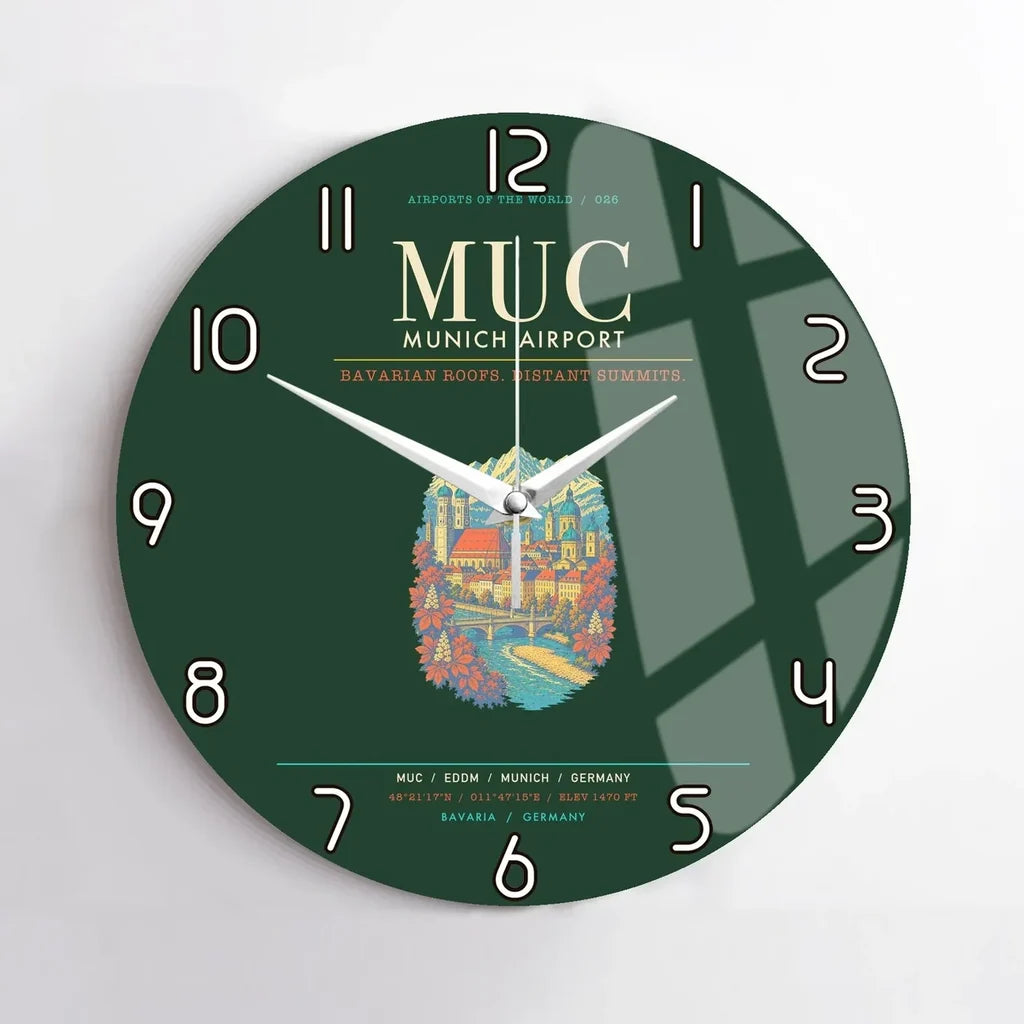 Munich Airport MUC Wall-Clock No-Frame - Dark Green