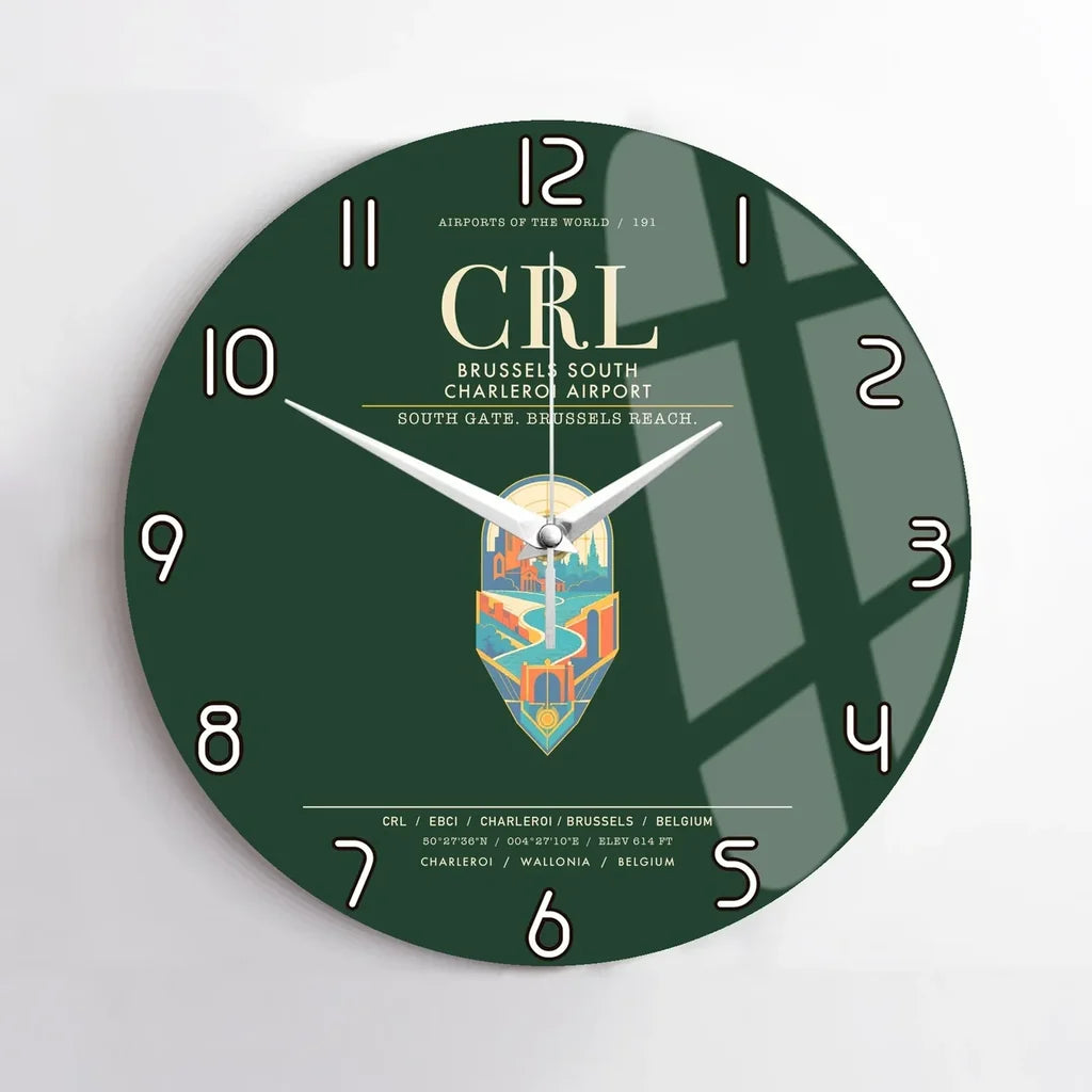 Brussels South Charleroi Airport CRL Wall-Clock No-Frame - Dark Green