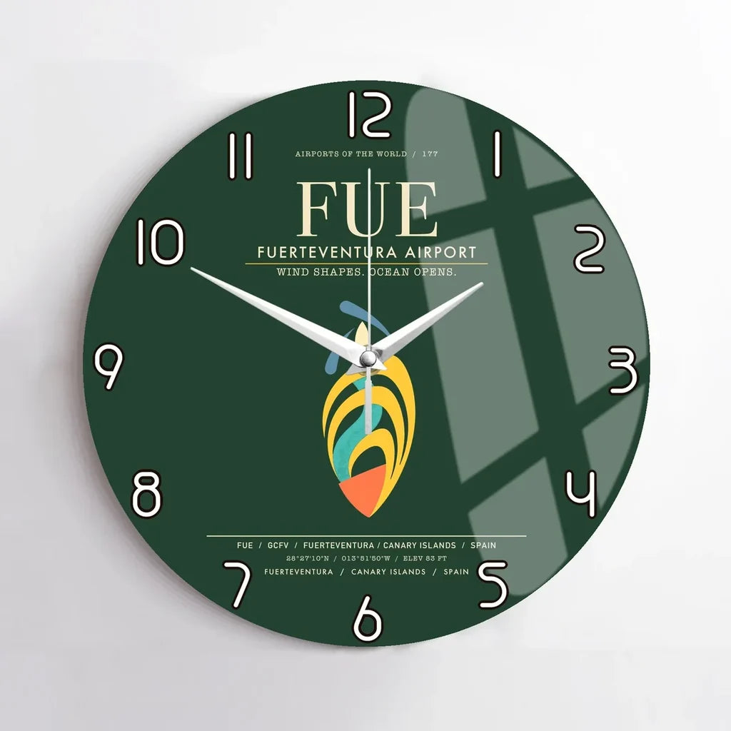 Fuerteventura Airport FUE Wall-Clock No-Frame - Dark Green