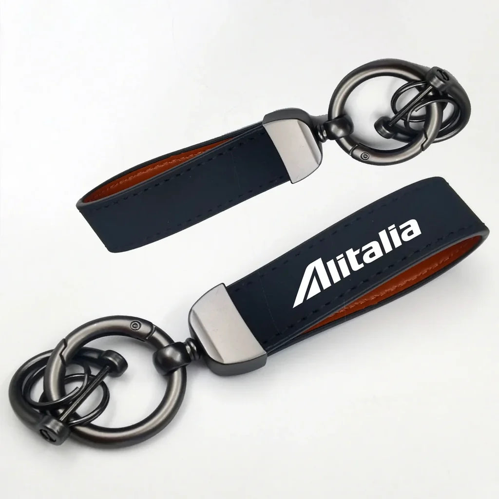 Alitalia Airlines Horseshoe Buckle key chain in navy blue