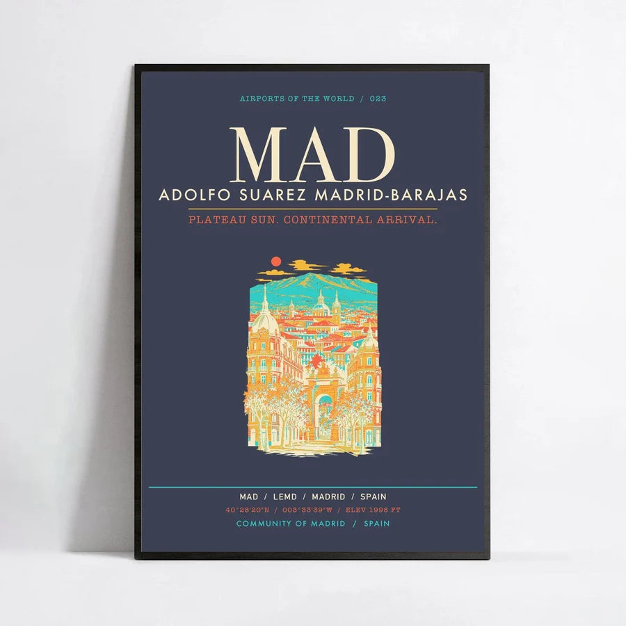 Adolfo Suarez Madrid-Barajas Airport MAD - Canvas Framed - Navy Blue