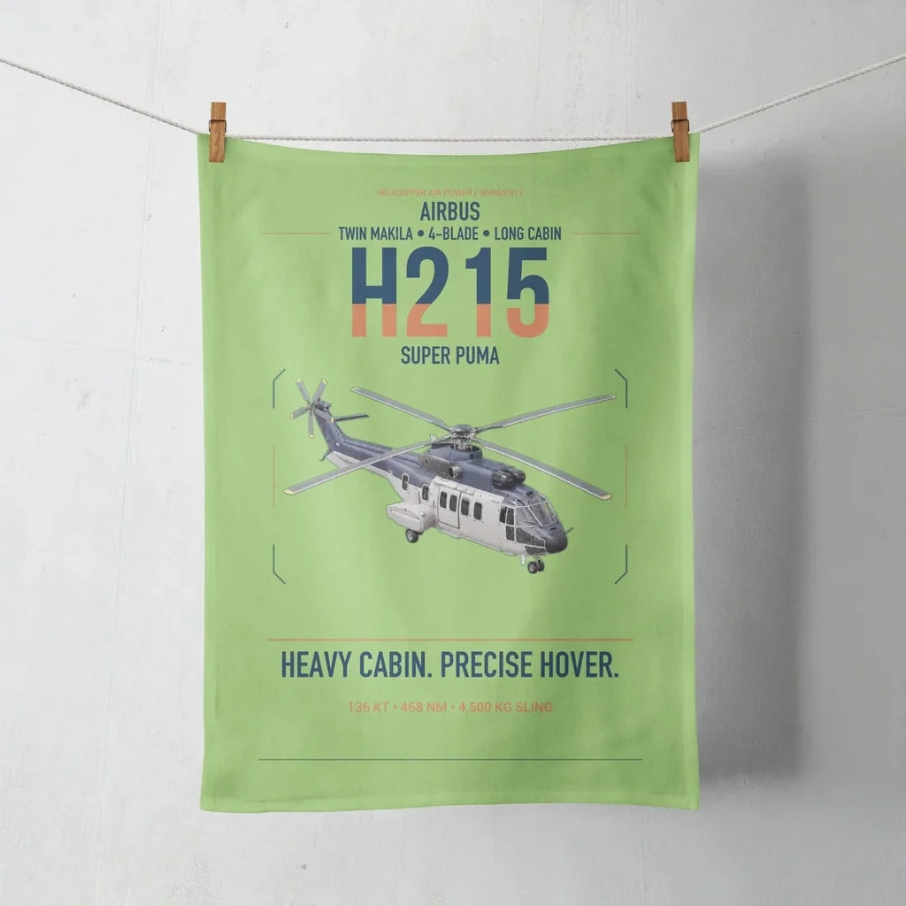 Airbus H215 design on light green towel
