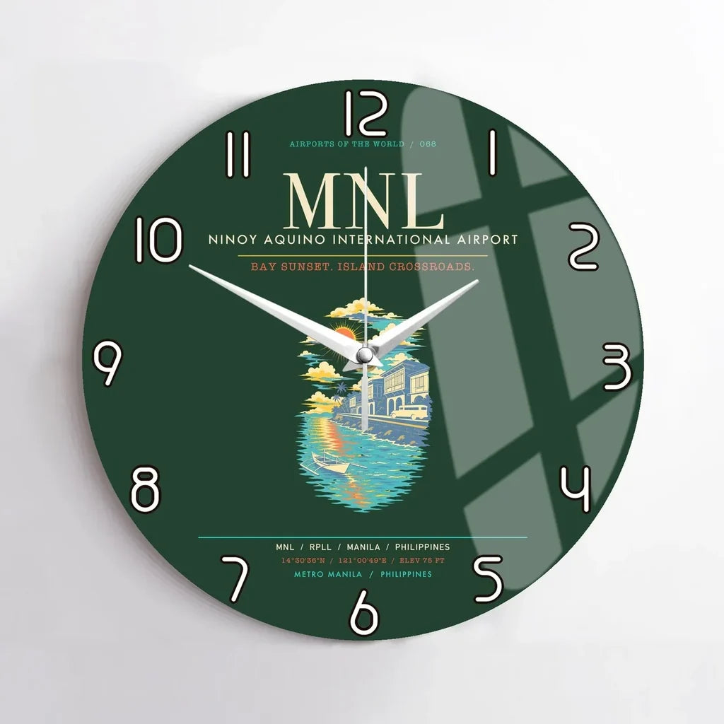 Manila Ninoy Aquino International Airport MNL Wall-Clock No-Frame - Dark Green
