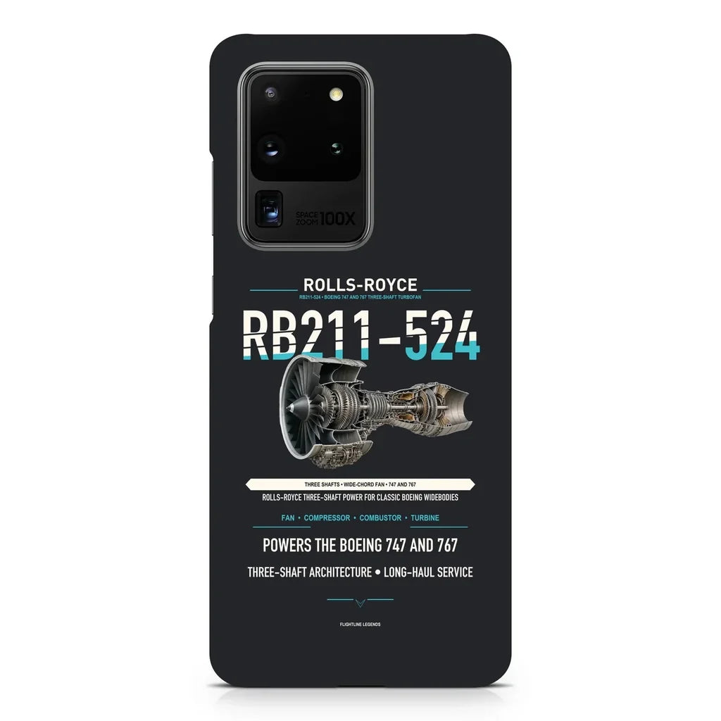 RB211-524 design on samsung case - black