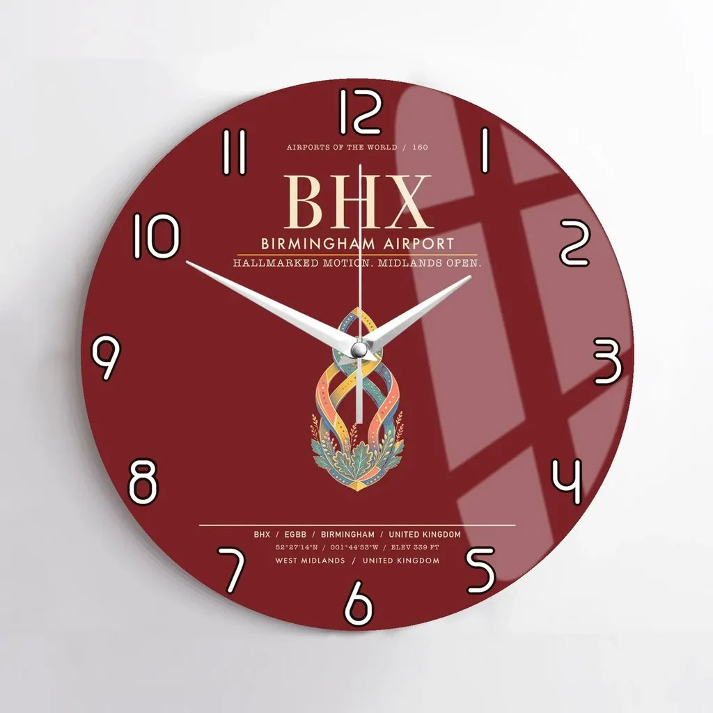 Birmingham Airport BHX Wall-Clock No-Frame - Dark Red