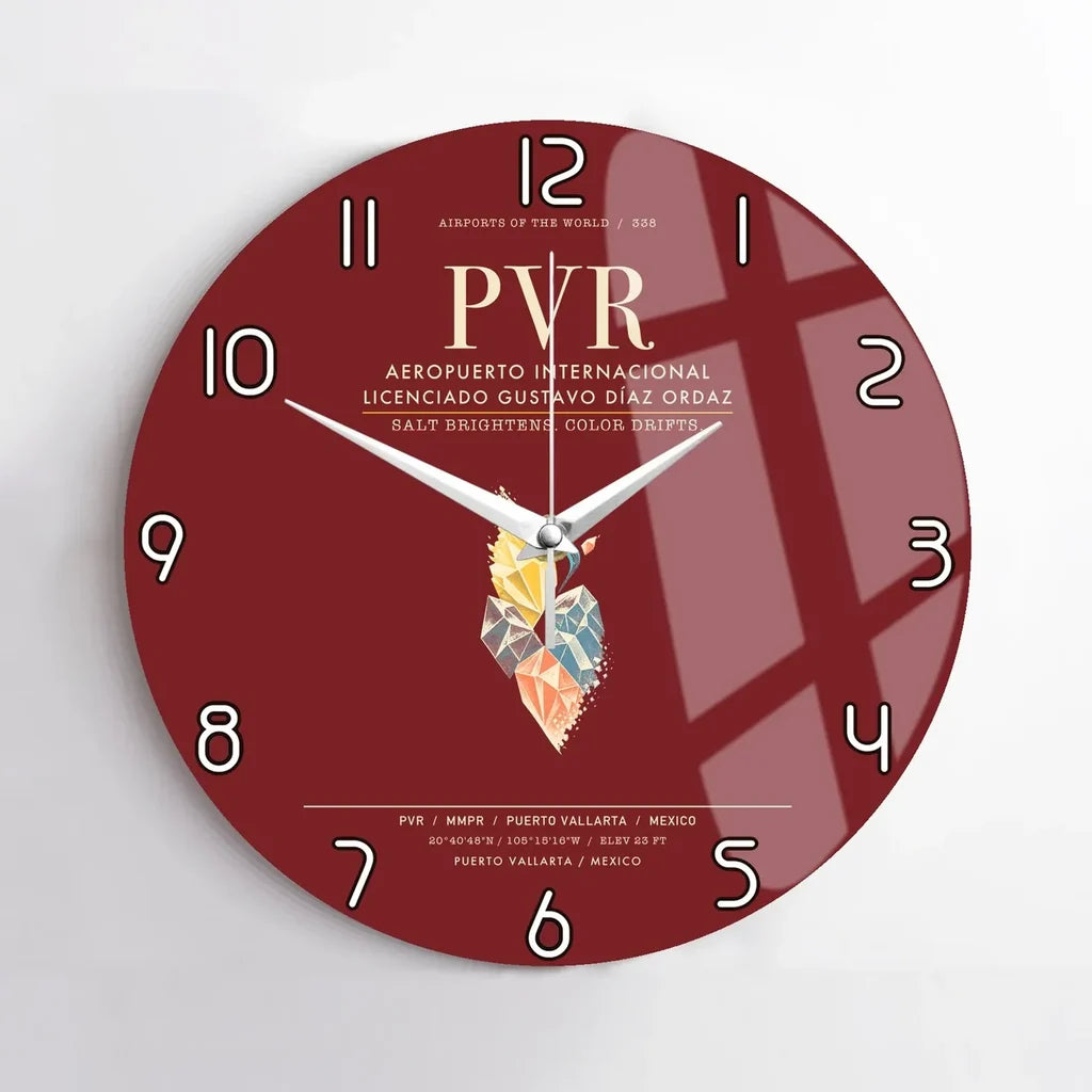 Aeropuerto Internacional Licenciado Gustavo Diaz Ordaz PVR  Puerto Vallarta Wall-Clock No-Frame - Dark Red
