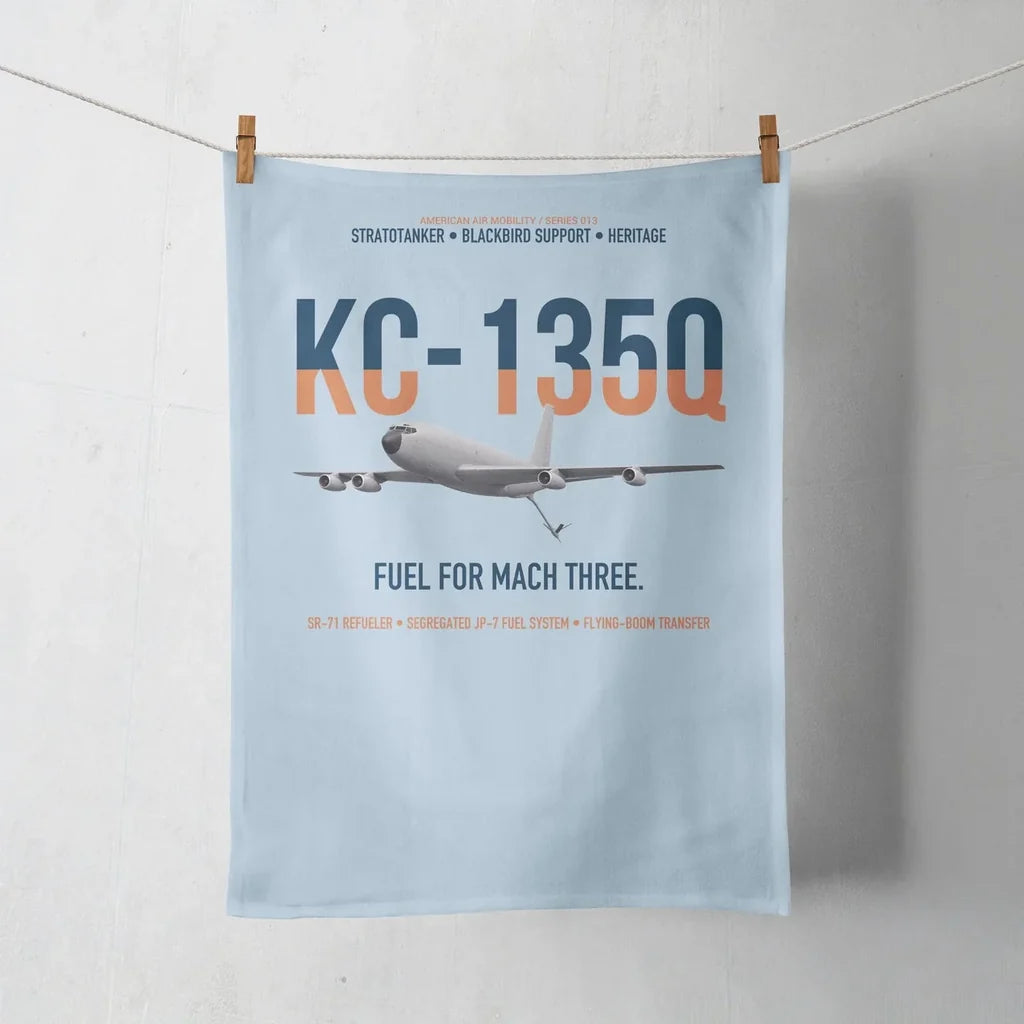 KC-135Q Blackbird Tanker design on light blue towel