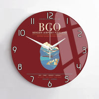 Thumbnail for Bergen Airport Flesland BGO - Seven-Rain Fjord Tapestry Wall-Clock No-Frame - Dark Red