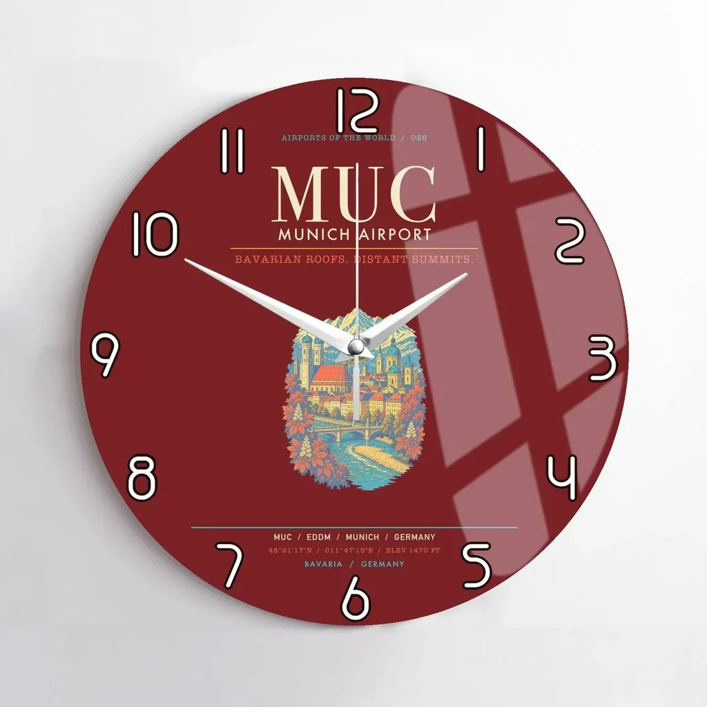 Munich Airport MUC Wall-Clock No-Frame - Dark Red