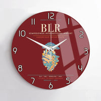 Thumbnail for Kempegowda International Airport Bengaluru BLR - Deccan Garden Silk Loom Wall-Clock No-Frame - Dark Red