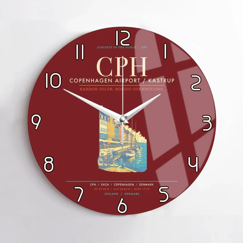 Copenhagen Airport Kastrup CPH Wall-Clock No-Frame - Dark Red