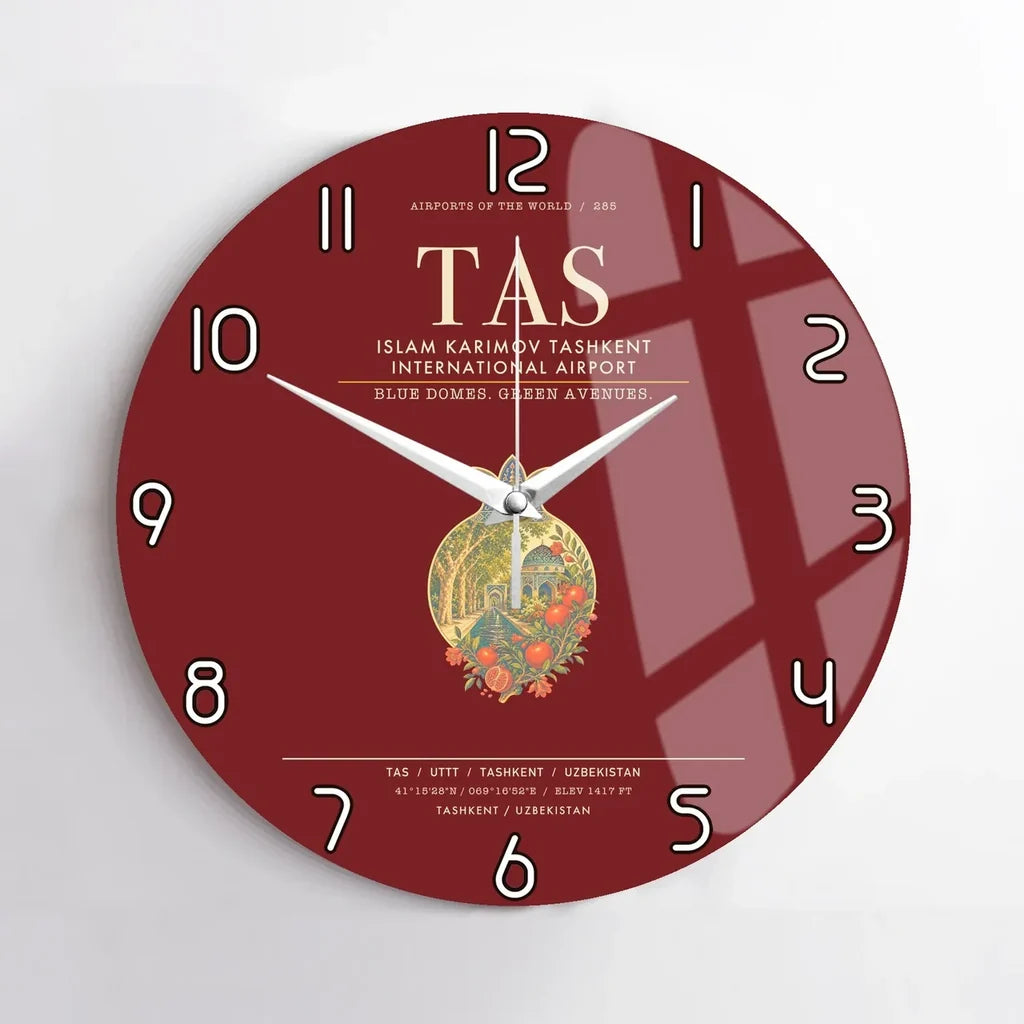 Islam Karimov Tashkent International Airport TAS Wall-Clock No-Frame - Dark Red