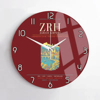 Thumbnail for Zurich Airport ZRH Wall-Clock No-Frame - Dark Red