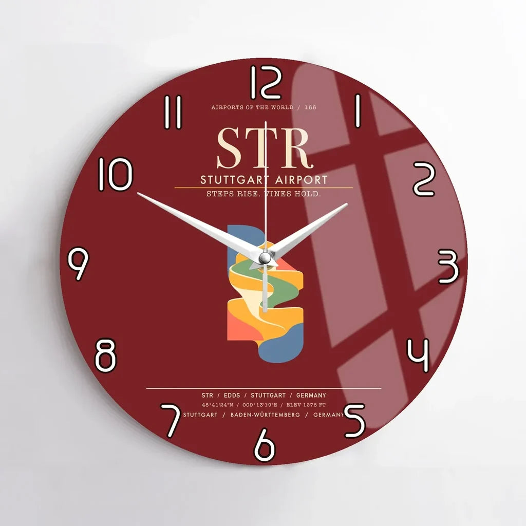 Stuttgart Airport STR Wall-Clock No-Frame - Dark Red
