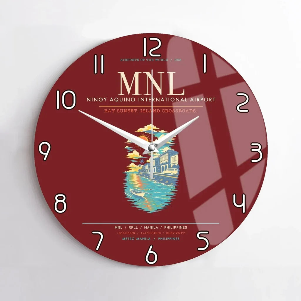 Manila Ninoy Aquino International Airport MNL Wall-Clock No-Frame - Dark Red