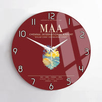 Thumbnail for Chennai International Airport MAA Wall-Clock No-Frame - Dark Red